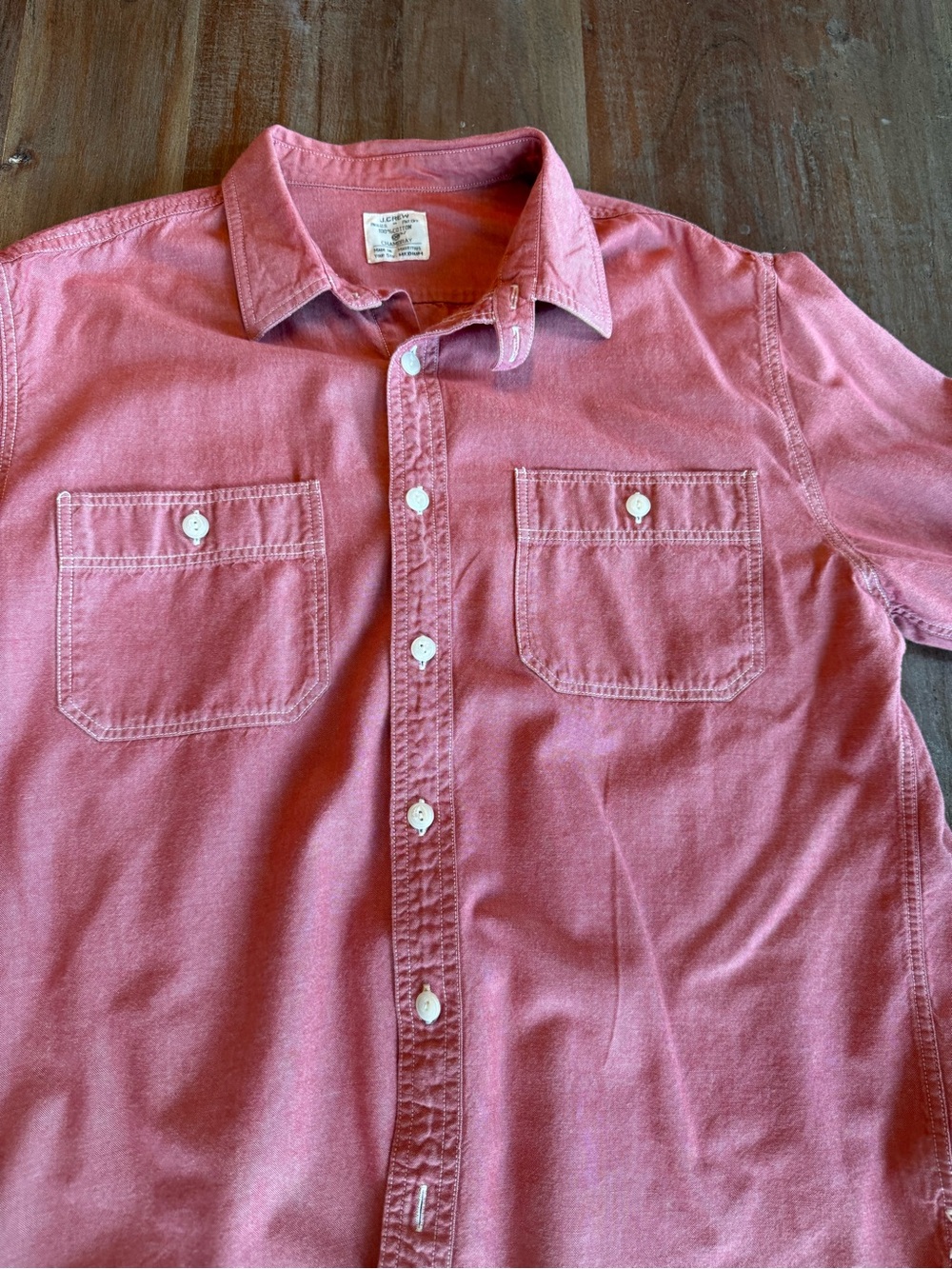 J. Crew Casual Long-Sleeve Button-Down Chambray in Red